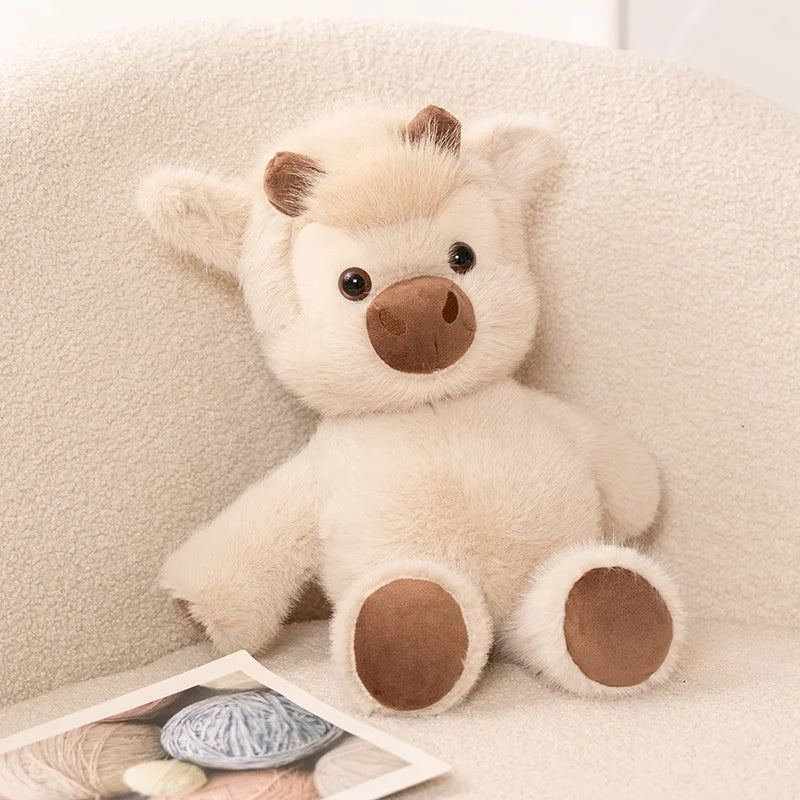 Adorable Huggable Figure Plush Cow Toy Lovely Cattle Plush Stuffed Animals Cattle Soft Doll Kids Toys Birthday Gift for Children