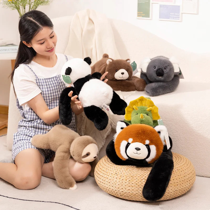 Kawaii Weighted Stuffed Animals Panda Bear Sloth Red Raccoon Dinosaur Koala Plush Pillow Kids Birthday Gift Home Room Decor