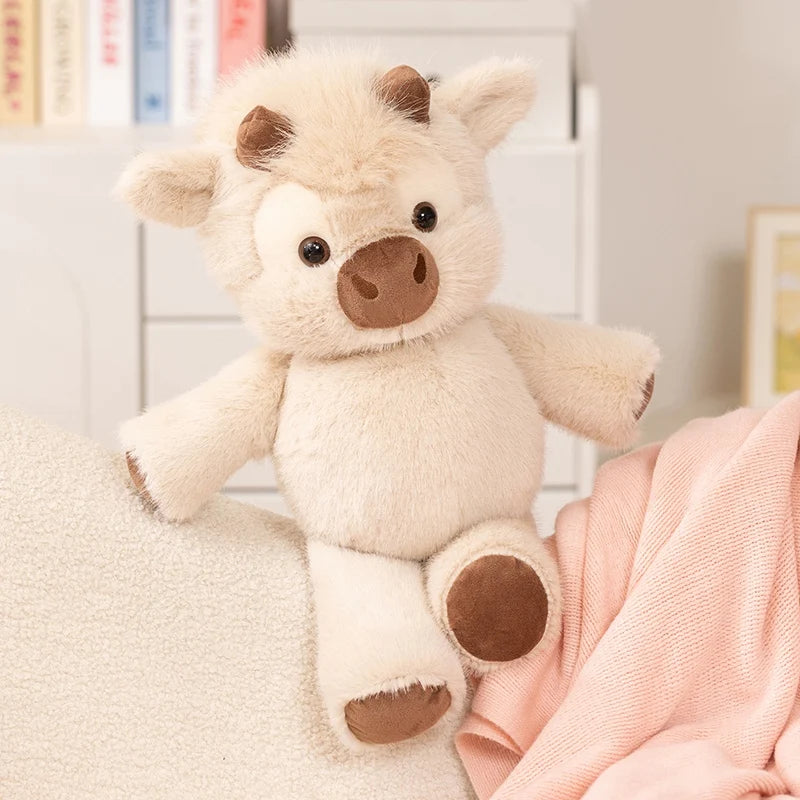 Adorable Huggable Figure Plush Cow Toy Lovely Cattle Plush Stuffed Animals Cattle Soft Doll Kids Toys Birthday Gift for Children