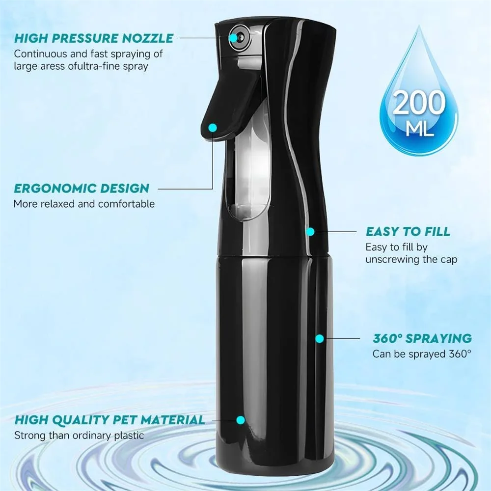 200/300ML Continuous Water Mister Empty Spray Bottle,Oil Sprayer for Hairdressing Skincare Plants Pets Kitchen Barbecue