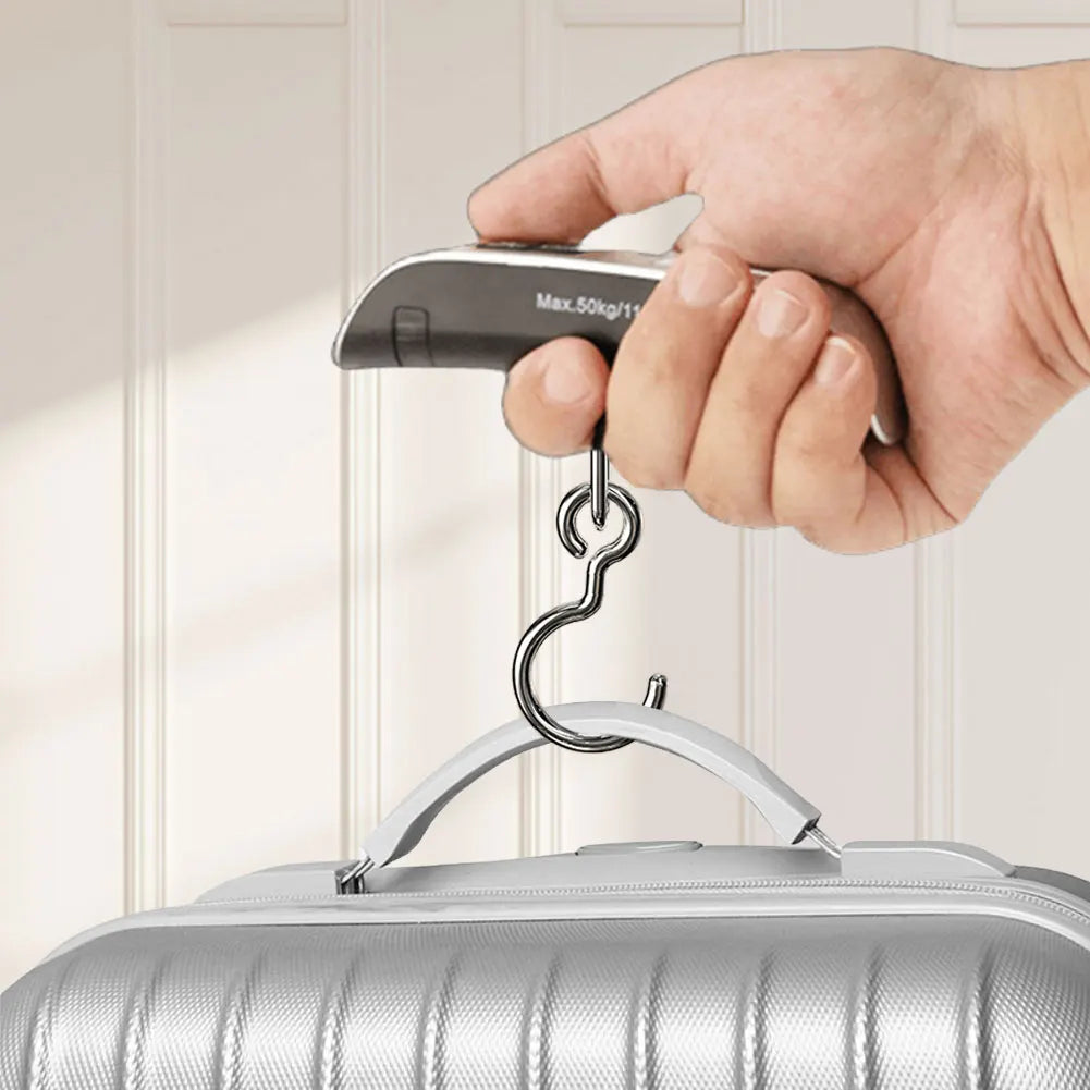 50kg/110lb Electronic Hanging Suitcase Travel Weighs LCD Display Pocket Electronic Suitcase Travel Scale Hand Luggage Scale