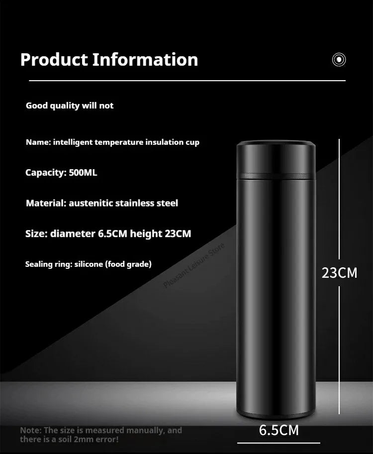 500ML Intelligent Temperature Stainless Steel Thermos Bottle Sports Water Cup Car Insulated Cup Thermal Mug Travel Vacuum Flasks
