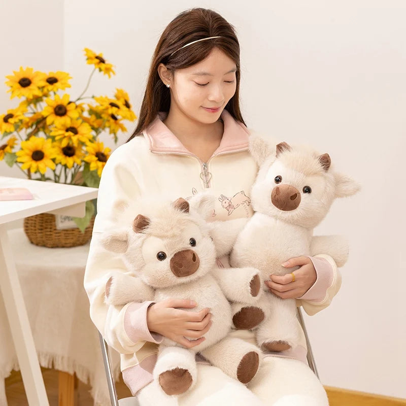 Adorable Huggable Figure Plush Cow Toy Lovely Cattle Plush Stuffed Animals Cattle Soft Doll Kids Toys Birthday Gift for Children