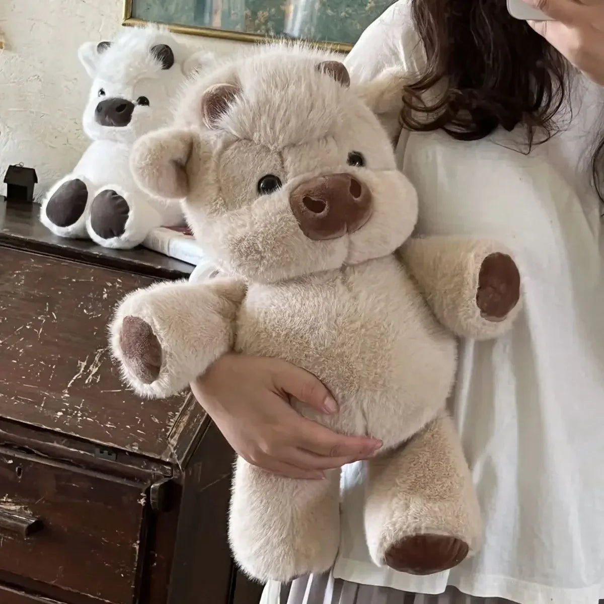 45CM Cute West Highland Calf Doll Running Little Cow Plush Toy Cartoon Soft Stuffed Animal Companion Toy Appease Kid Doll