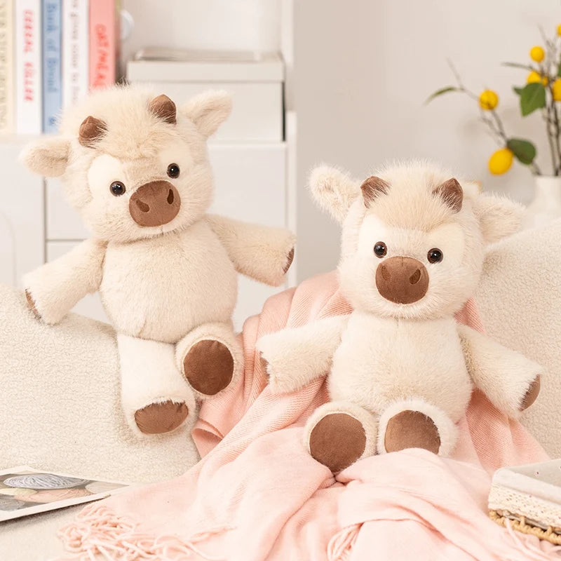 Adorable Huggable Figure Plush Cow Toy Lovely Cattle Plush Stuffed Animals Cattle Soft Doll Kids Toys Birthday Gift for Children