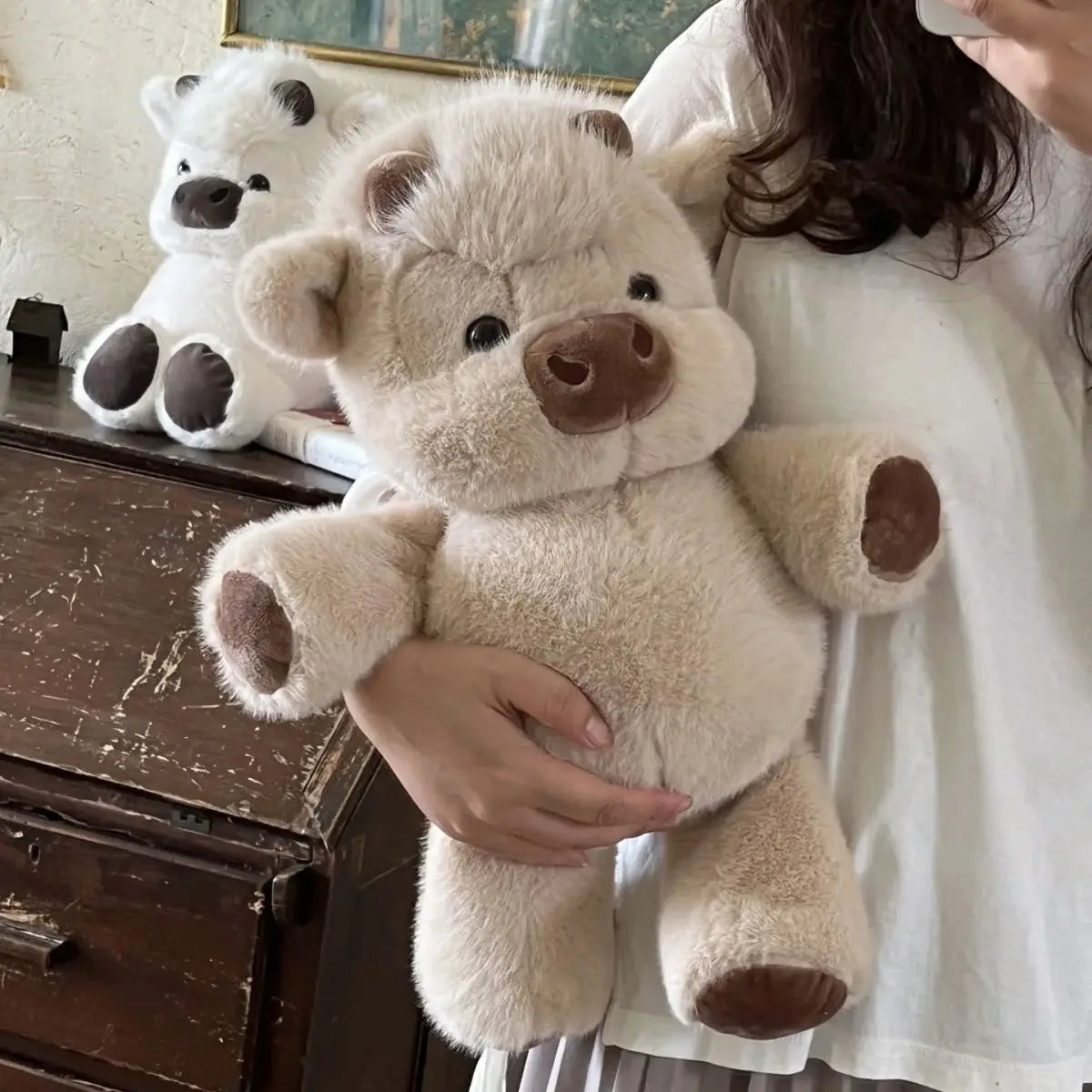 45CM Cute West Highland Calf Doll Running Little Cow Plush Toy Cartoon Soft Stuffed Animal Companion Toy Appease Kid Doll