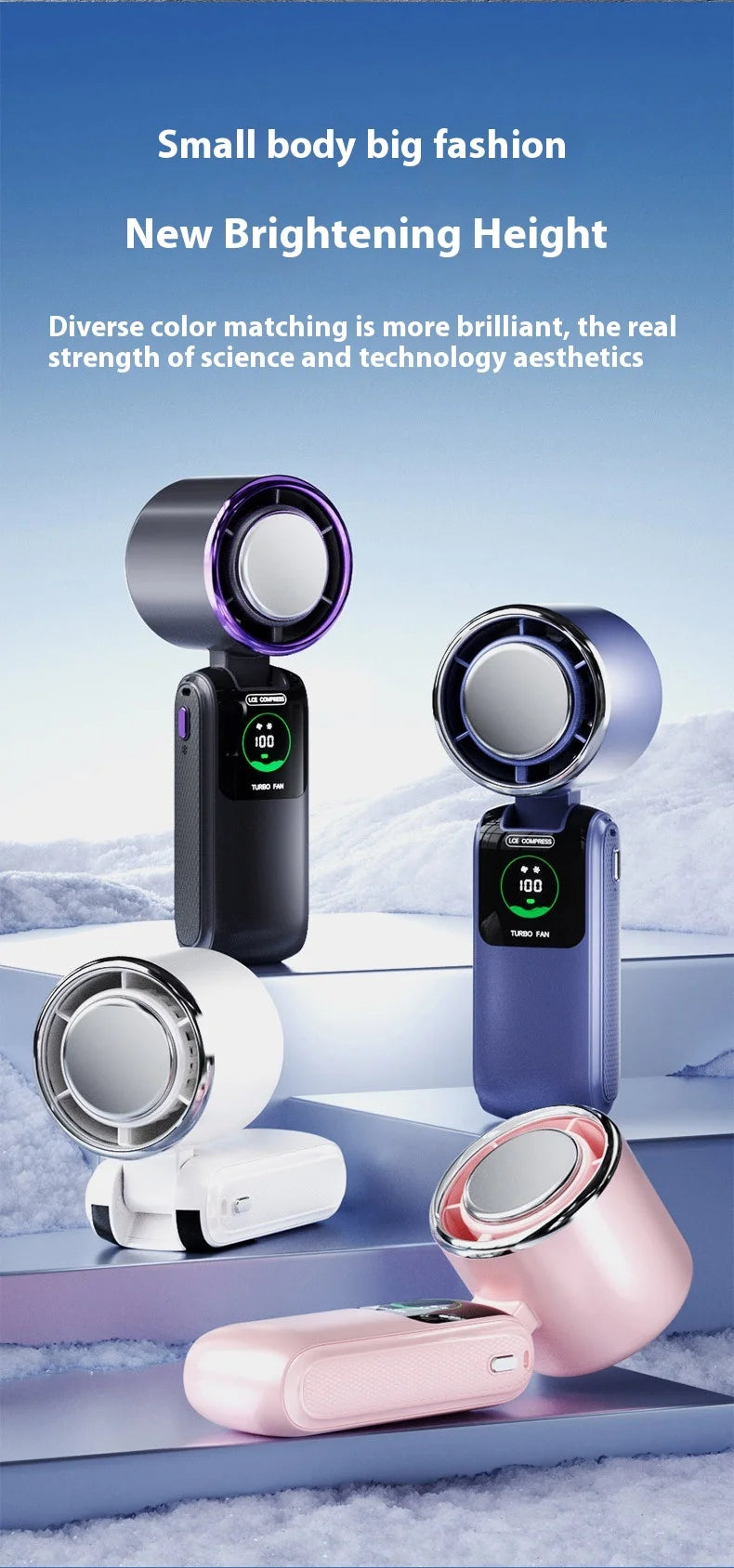 Portable Cooling Fan, 5-Speed Strong Wind Foldable Neck Hanging Fan, 9H Long Battery 4000mAh Mini Air Cooler for Travel & Outdoo