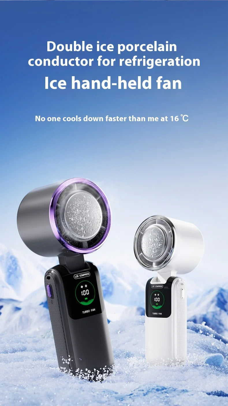 Portable Cooling Fan, 5-Speed Strong Wind Foldable Neck Hanging Fan, 9H Long Battery 4000mAh Mini Air Cooler for Travel & Outdoo