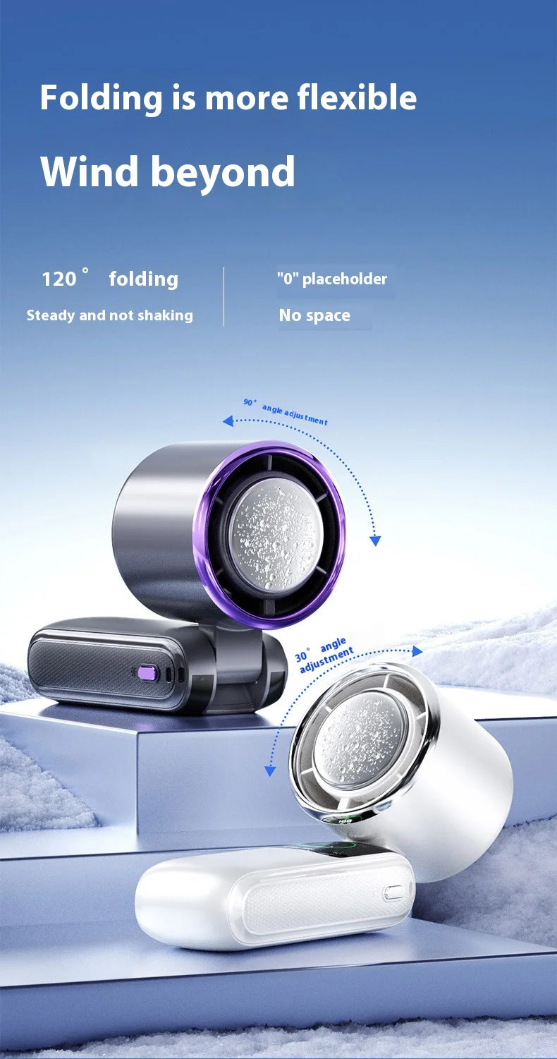 Portable Cooling Fan, 5-Speed Strong Wind Foldable Neck Hanging Fan, 9H Long Battery 4000mAh Mini Air Cooler for Travel & Outdoo
